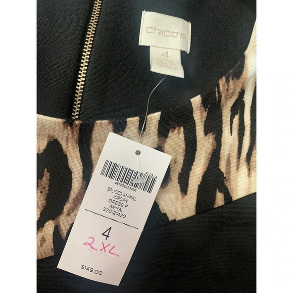 Chico's Size 2XL Spliced Animal Print Ponte Sheath Dress NEW! - Picture 3 of 3